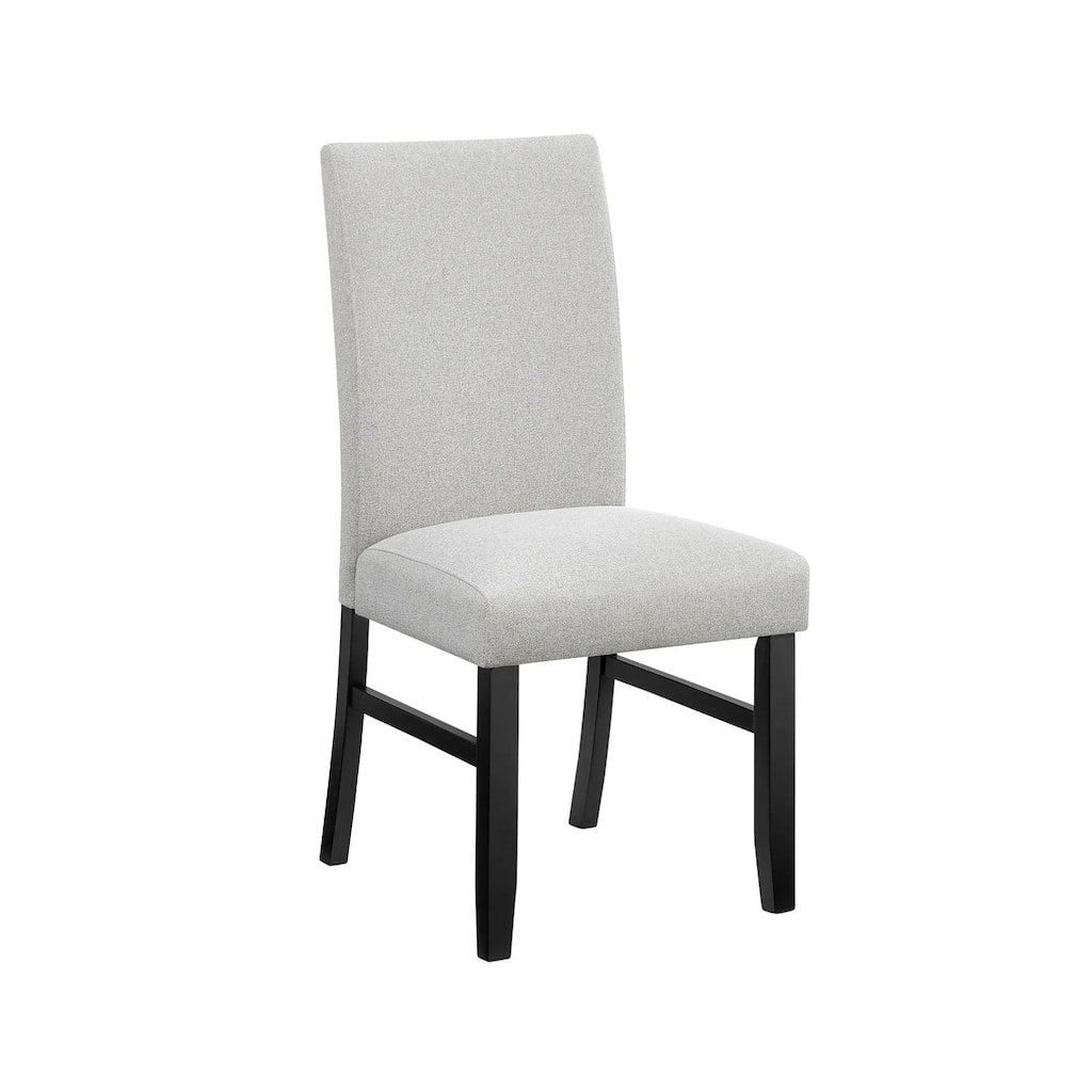 Riac Set of 2 Side Dining Chairs, Black Wood, Dove Gray Fabric Seat