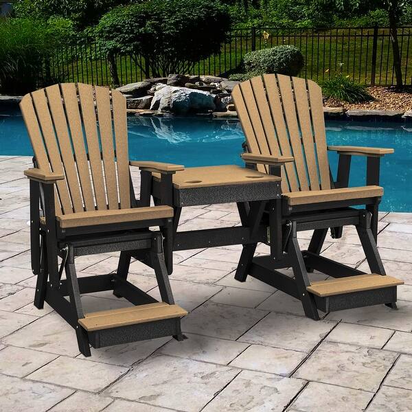 slide 2 of 8, OS Home and Office Model Double Balcony Height Glider with Center Table in Cedar and Black