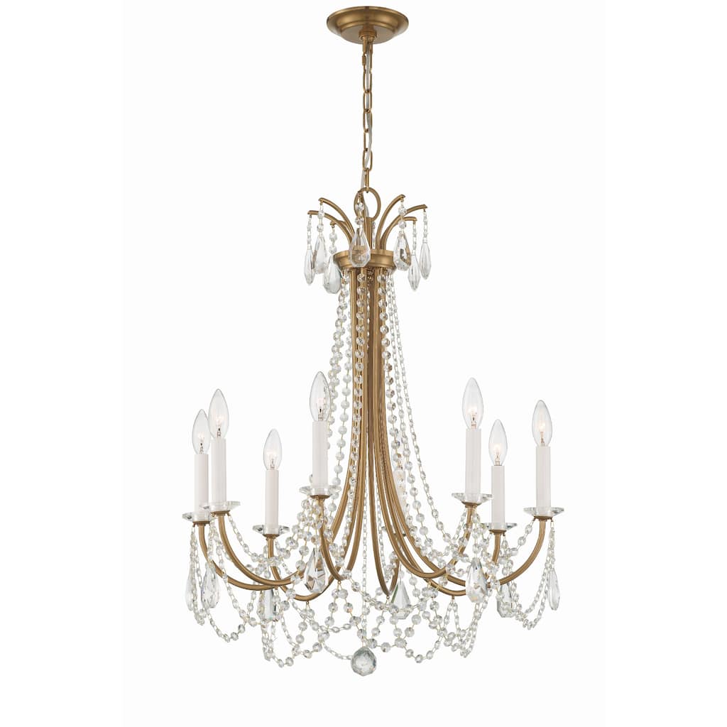 Karrington 8 Light Aged Brass Chandelier - 26"W x 31"H