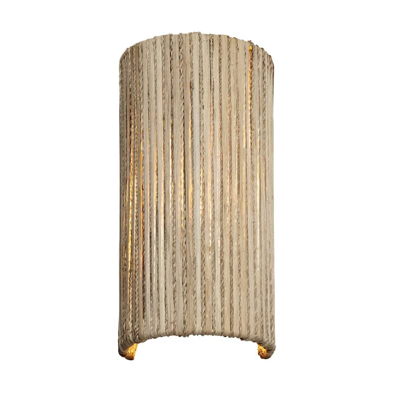 Jacob's Ladder 1-Light Rattan and Abaca Flush Gold Wall Sconce
