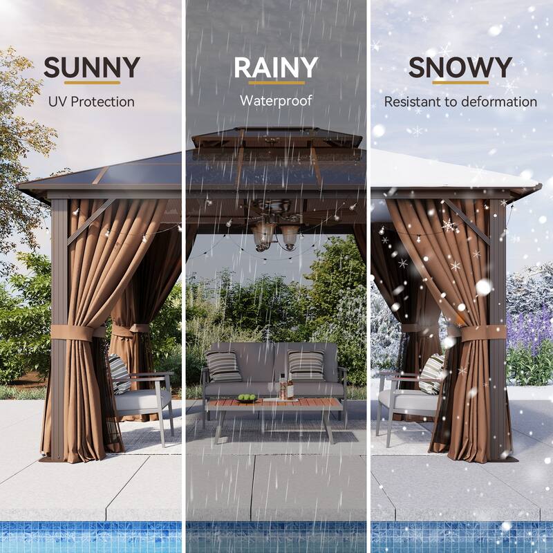 Outdoor Double Roof Hardtop Gazebo