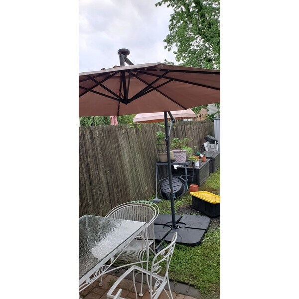 Top Product Reviews For Costway 10 Patio Umbrella With Solar Power Led Lights And Base Tan 15801779 Overstock