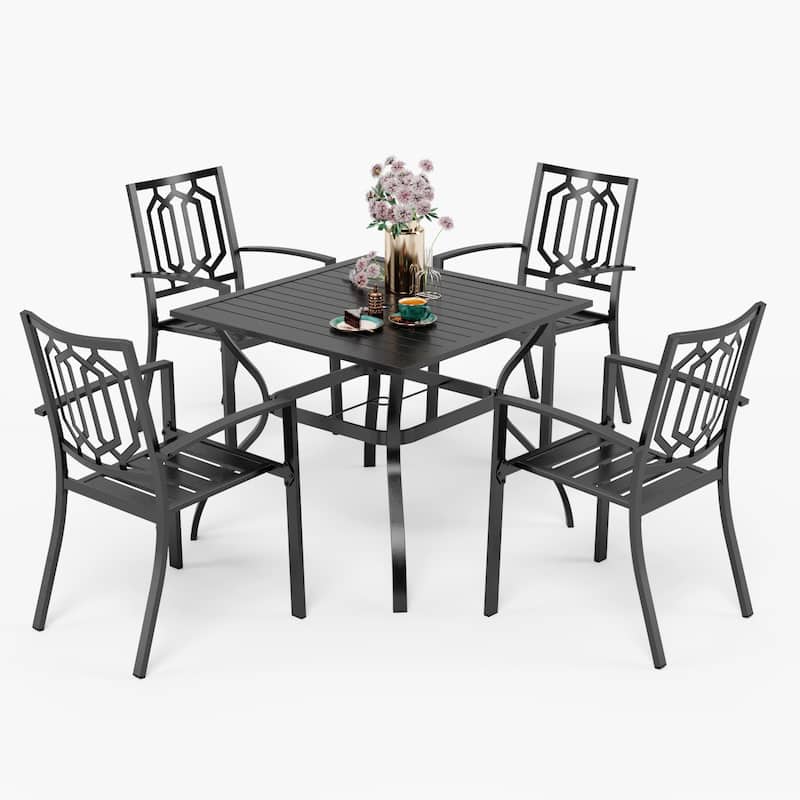 MAISON ARTS E-Coating Dining Set Metal Outdoor Patio Dining Set (Set of 5)