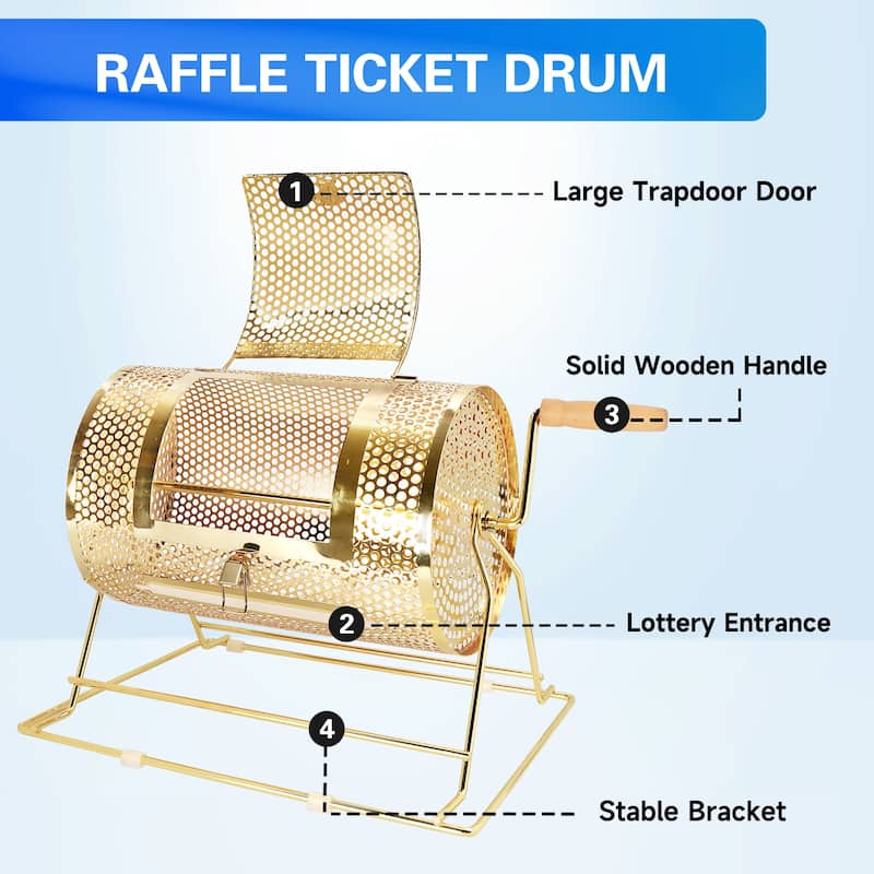 GSE™ Small Brass Raffle Ticket Drum - Holds 2,500 Tickets or 100 Ping ...