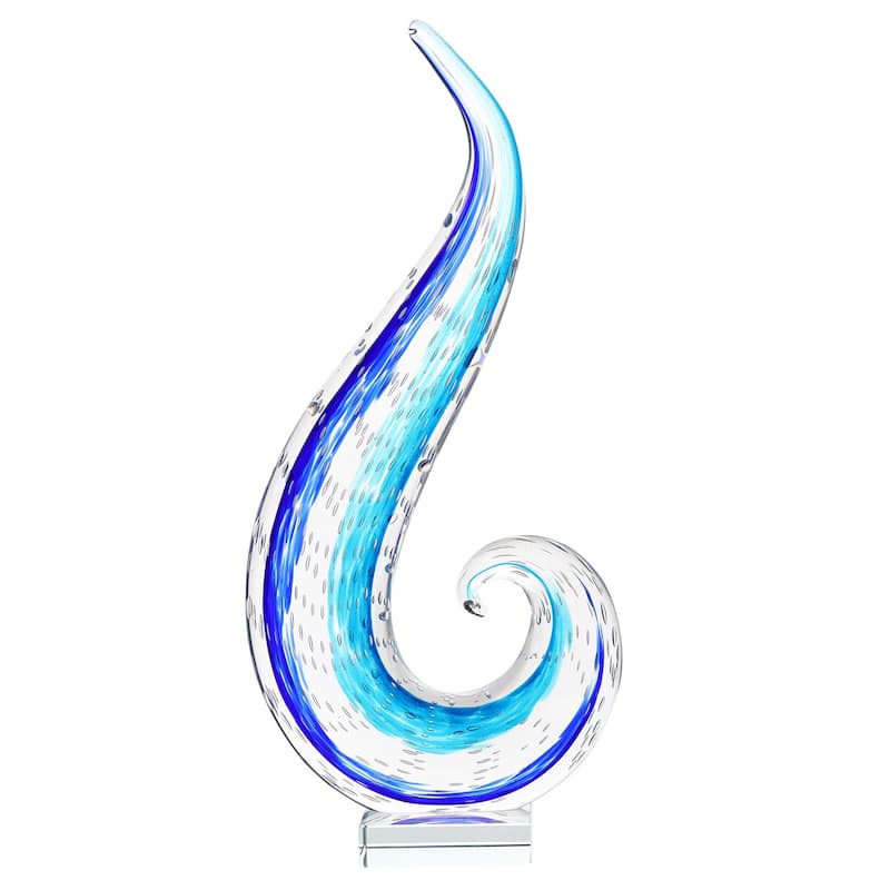 Luxury Lane Hand Blown Ocean Wave Art Glass Sculpture