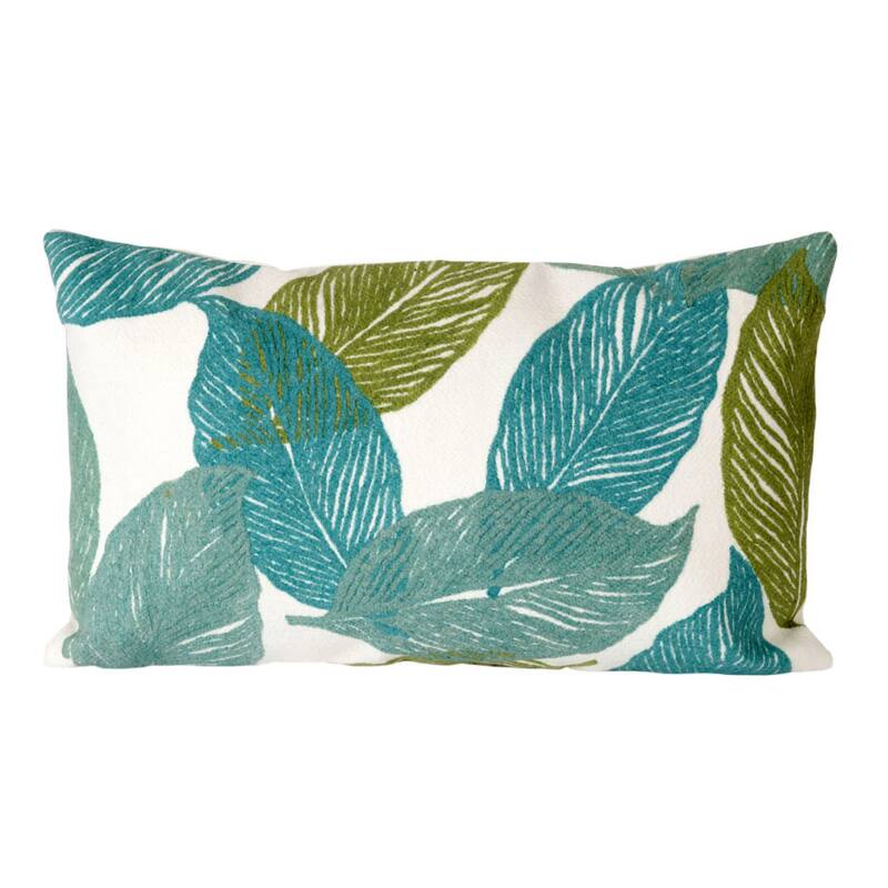 Liora Manne Visions I Mystic Leaf Indoor/Outdoor Pillow Aqua 12"X20"