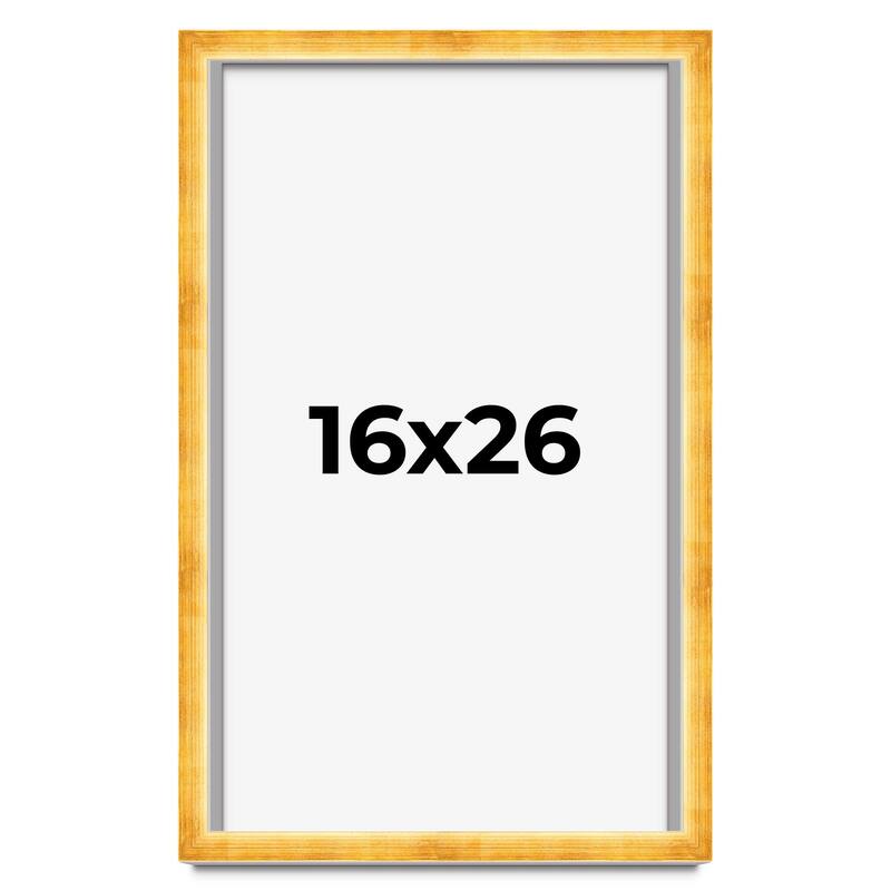 16x26 Shadow Box Frame Gold | 1.625 Inches Deep Real Wood Traditional