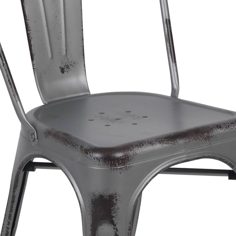 Distressed Metal Indoor/ Outdoor Stackable Chair