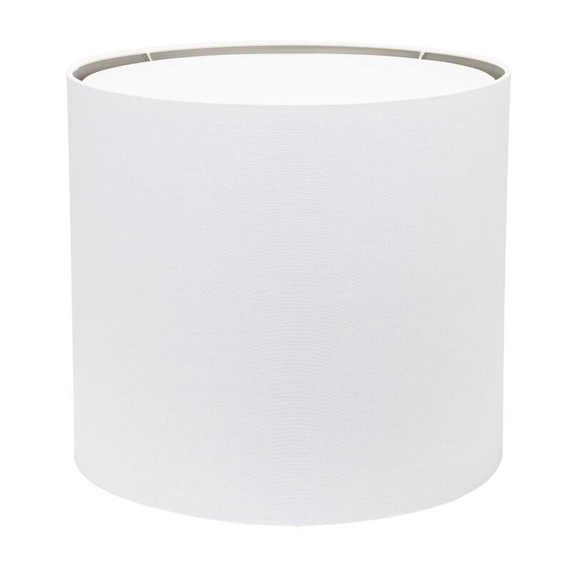 Linen Round Lamp Shade with Light Diffuser - White/Silver Lining