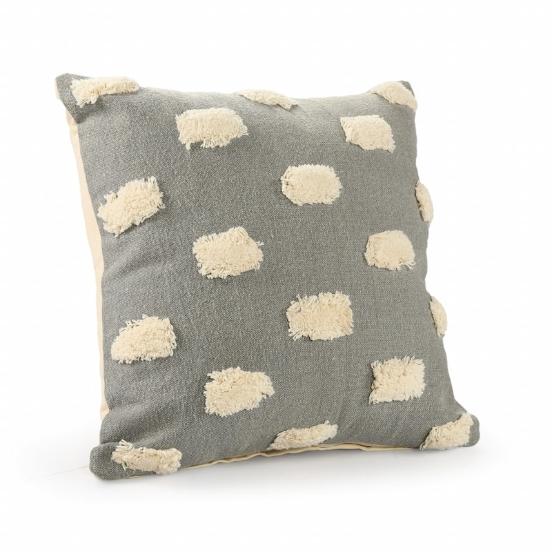 HomeRoots 20" X 20" Gray 100% Cotton Zippered Pillow