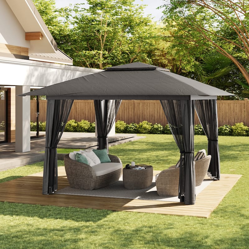 11 x 11 / 13 x 13 Pop Up Gazebo Tent with Mosquito Netting, Outdoor Canopy Tent