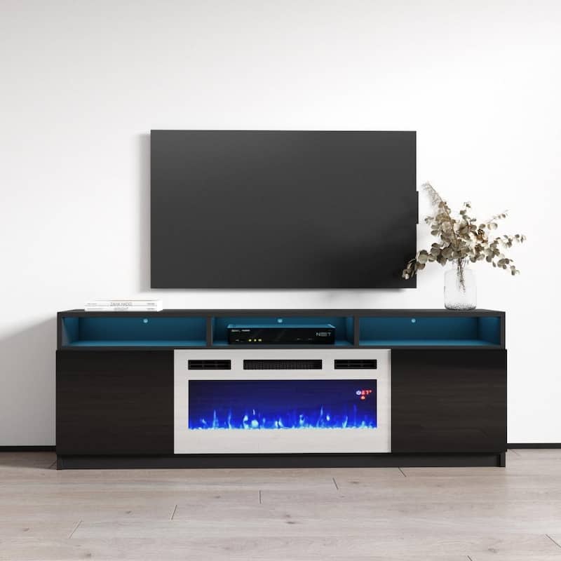 Reno WH05 Electric Fireplace Modern 63" TV Stand - Black