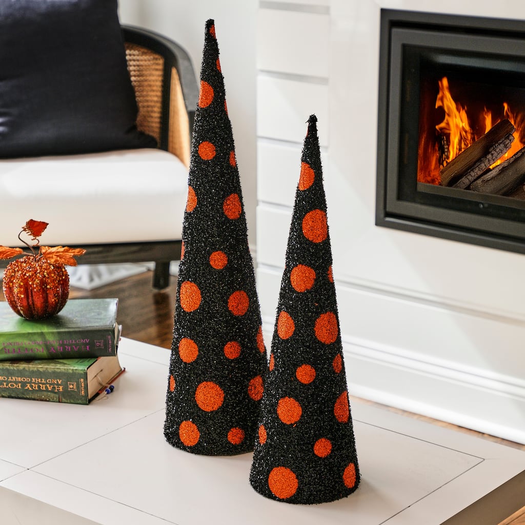 20-24" Glitter Polka Dot Cone Tree set of 2