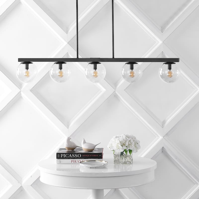 Luca Parisian 45.5" 5-Light Modern Glam Iron Globe Linear LED Pendant by JONATHAN Y