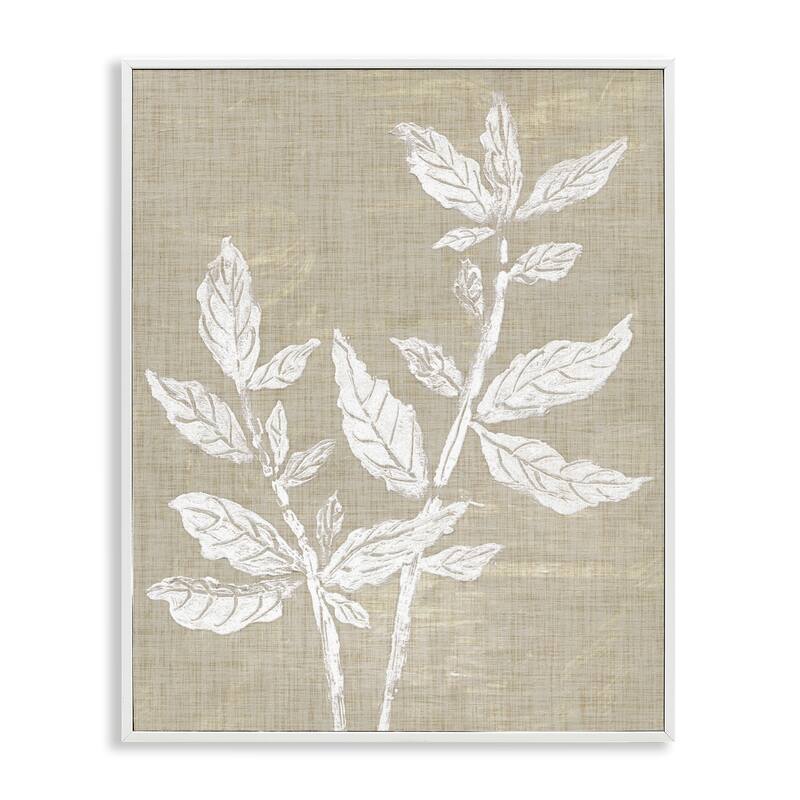 Stupell Boho Leaves on Natural Pattern Framed Giclee Art Design By Melissa Wang - 24 x 30 - White