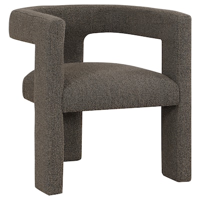 Hellen Accent Side Chair, Fully Upholstered Chocolate Brown Boucle Fabric