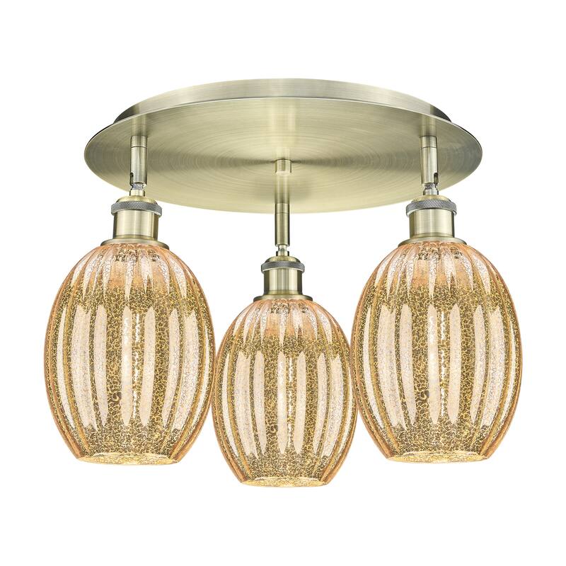 Innovations Lighting Endless Possibilities Ballston - Preston - 3 Light 18" Bulb Shade Flush Mount - Mercury/Antique Brass