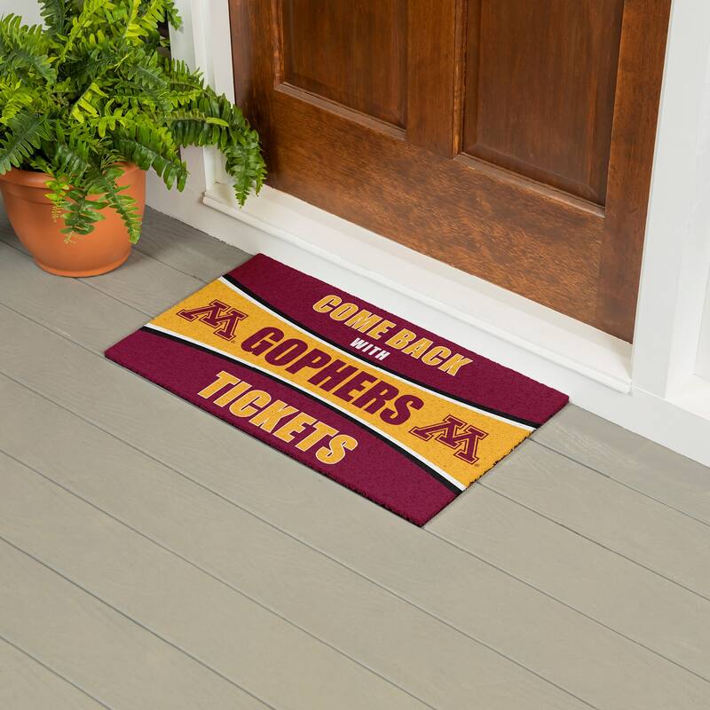 University of Minnesota 28 in. x 16 in. PVC "Come Back With Tickets" Trapper Door Mat