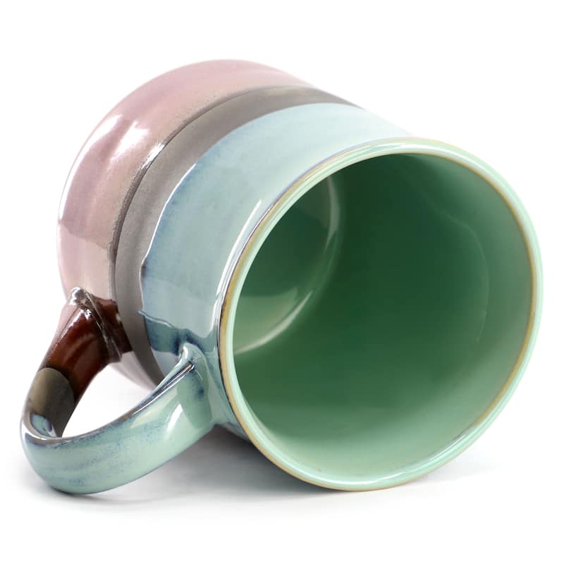 Gibson Home Copper Tonal 4 Piece 18 Ounce Stoneware Cup Set in Sage