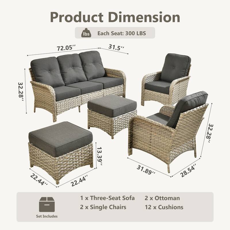 XIZZI Outdoor Patio Furniture Conversation Set with Fire Table