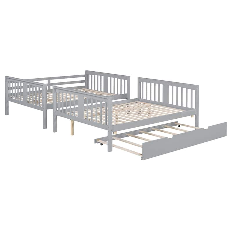 Full over Full Bunk Bed with Twin Size Trundle and Ladder
