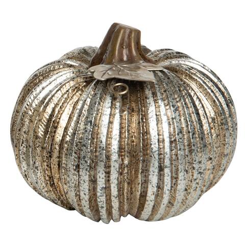Transpac Resin 6 in. Silver Harvest Pumpkin Decor