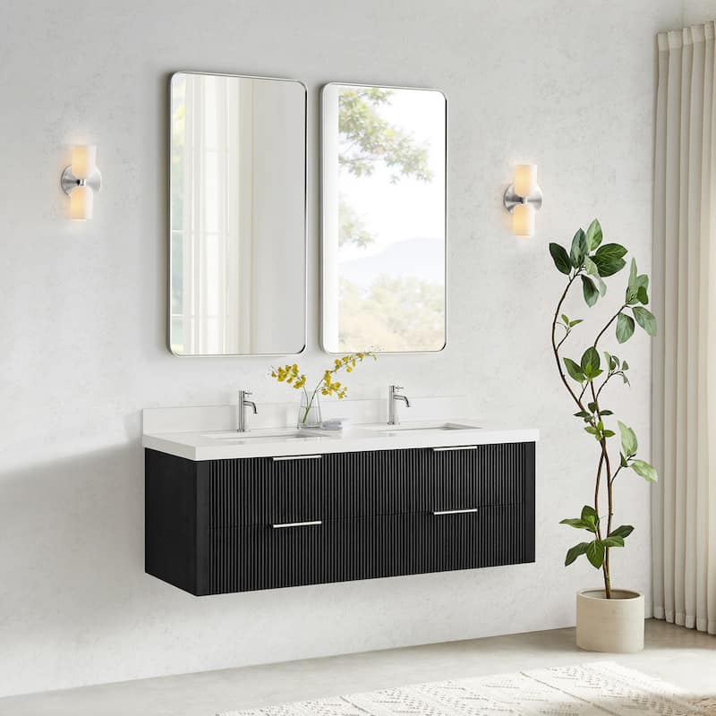 Barcelona Floating Bath Vanity with Quartz Stone Top without Mirror