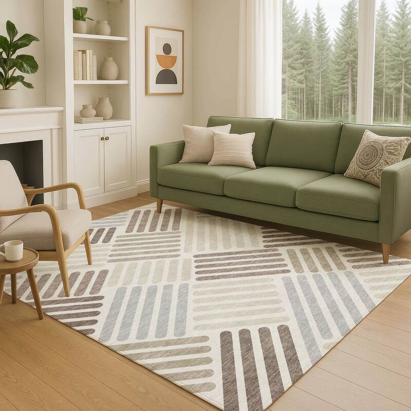 Machine Washable Indoor/ Outdoor Modern Weave Chantille Rug