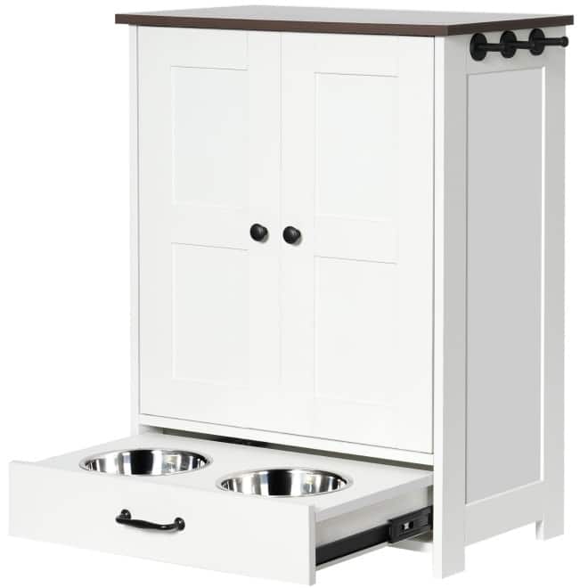 Dog Food Storage Cabinet with Hidden Dog Bowls for Medium Sized Dogs