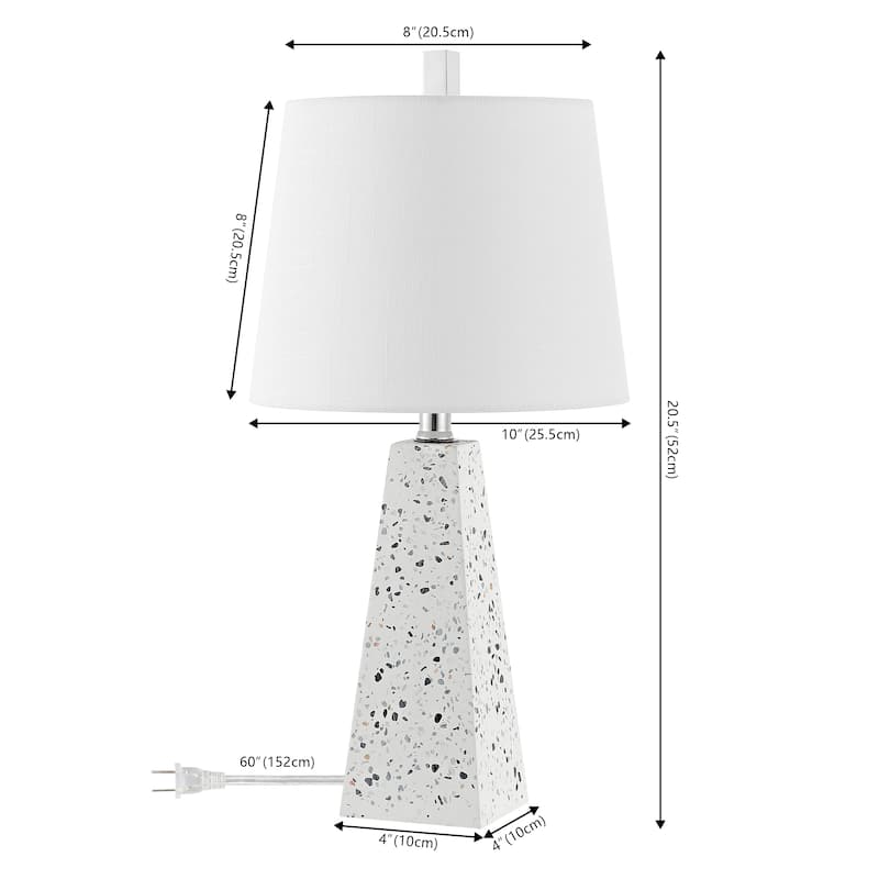 Stewart 20.5" Contemporary Resin LED Table Lamp, White Marble Finish (Set of 2), by JONATHAN Y