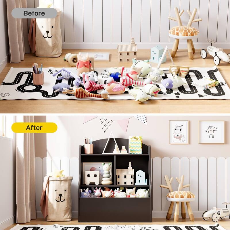 3-Tier Toy Storage Cabinet and Bookcase
