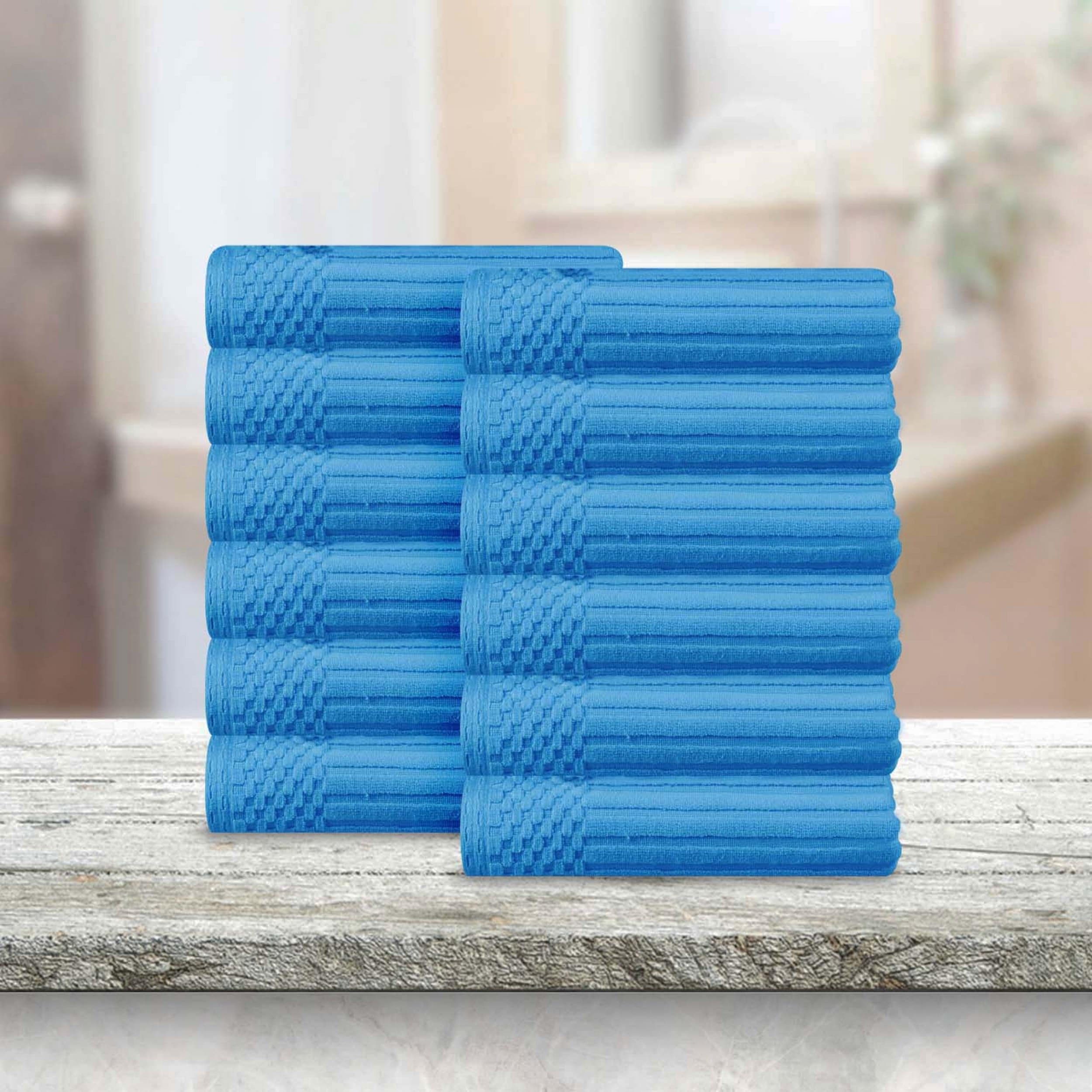 Superior Soho Ribbed Cotton Face Towel/Washcloth Set of 12