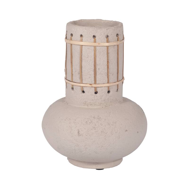 Sagebrook Home Ecomix Ivory Weave Nomad Vase, Round, Solid Color, Flower Arrangement Centerpiece