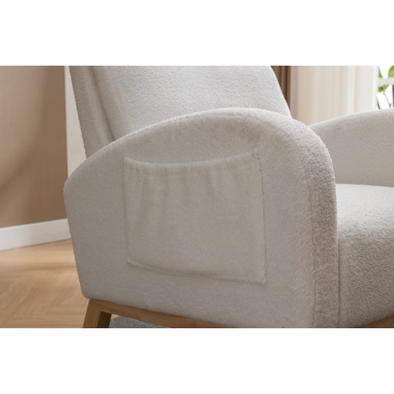 Teddy Fabric Rocking Chair With Right Pocket