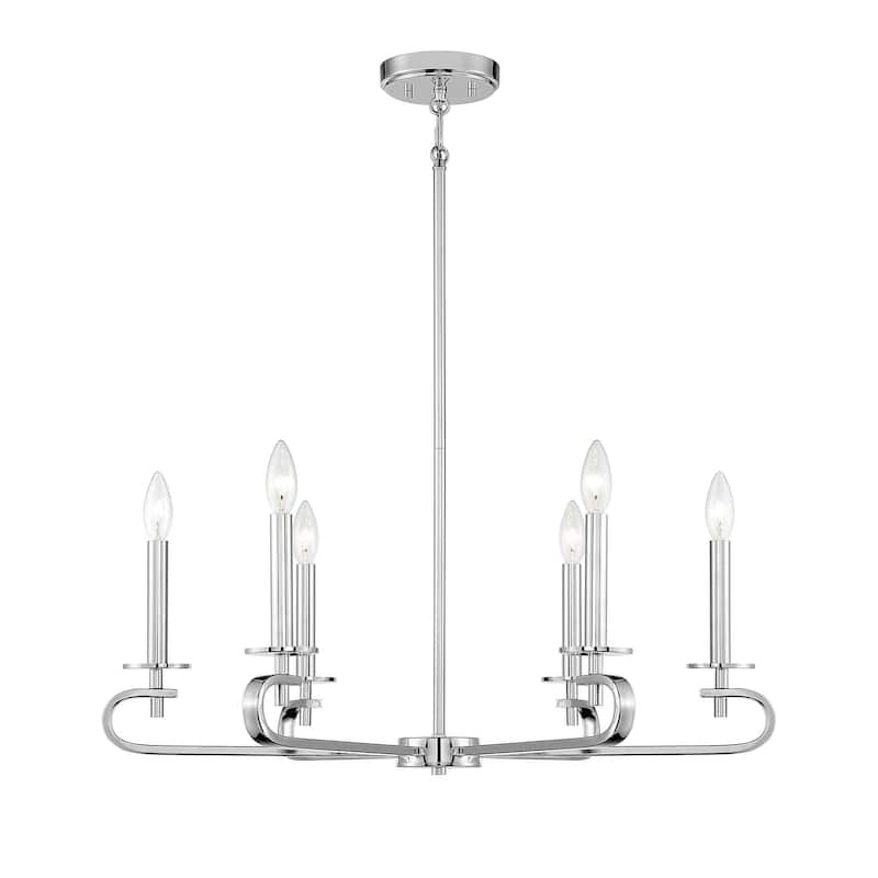 Savoy House Torino 6 Light 28" Wide Taper Candle Chandelier - Polished Nickel