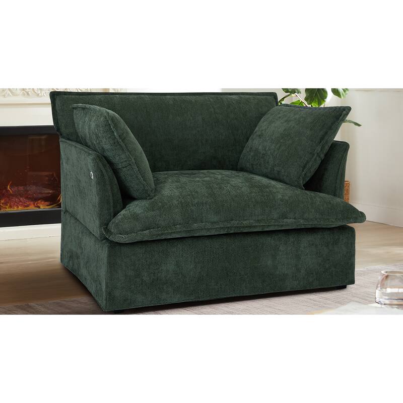 Roomfitters 47.2" Oversized Accent Chair, Chenille Armchair with Deep Wide Seat, Throw Pillows, Modern Lounge Sofa