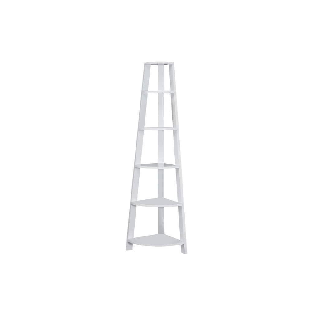 Bookshelf, Bookcase, Etagere, Corner, 5 Tier, 72"h, Office, Bedroom, Laminate, Contemporary, Modern