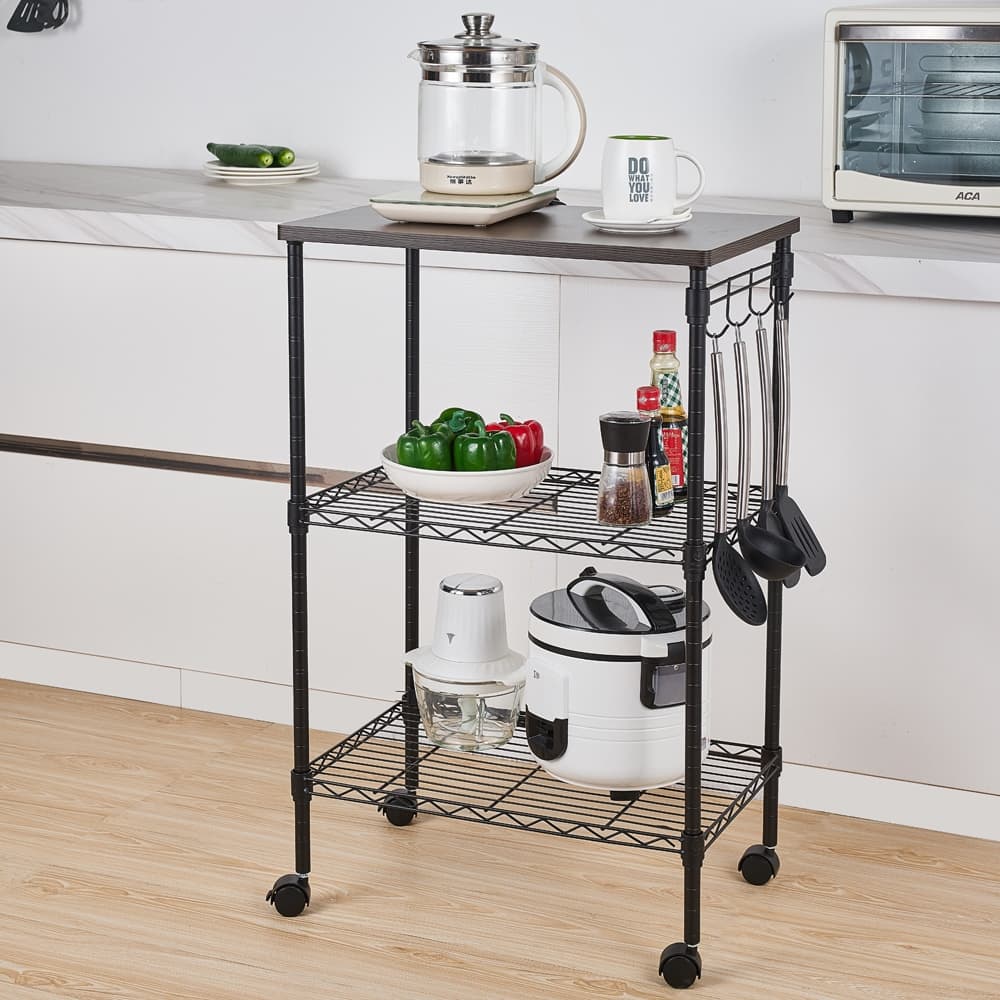3-Tier Kitchen Utility Cart Black