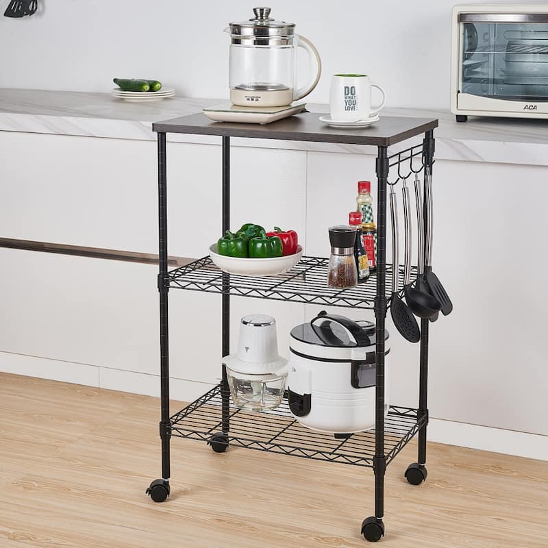 3-Tier Kitchen Utility Cart Black