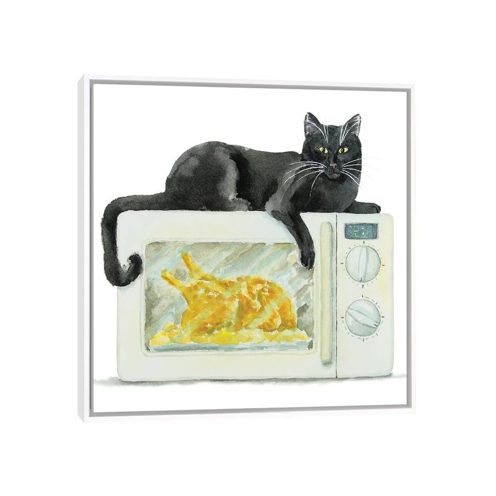 iCanvas "Black Cat On The Microwave" by Alexey Dmitrievich Shmyrov Framed