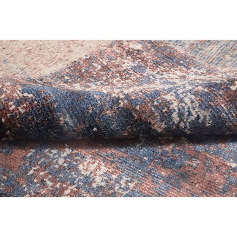 Hand Knotted Oriental Viscose Silk Carpet Modern All-Over Oranges & Rust Abstract Area Rug - 5' 11'' X 3' 11''