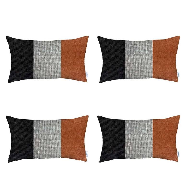 Boho-Chic Decorative Vegan Faux Leather Pillow Covers 4 PCS