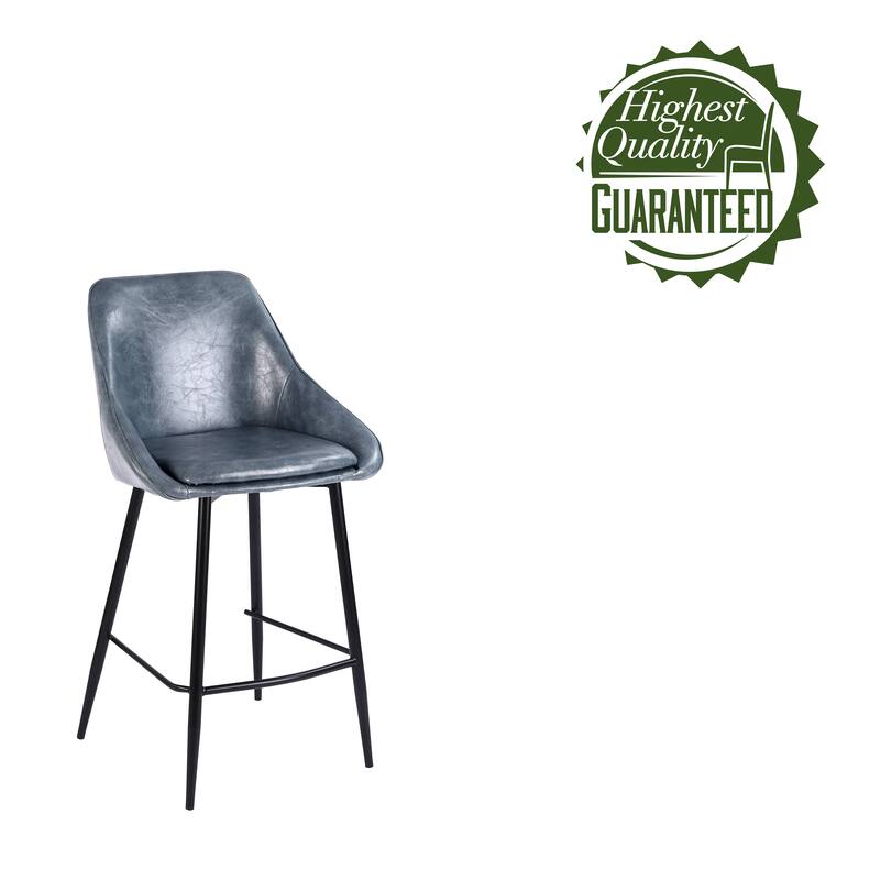 Porthos Home Ula Counter Stools Set of 2, PU Leather Upholstery, Iron Legs