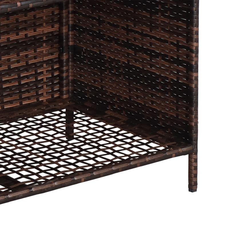 Outdoor Brown 3-Piece Rattan Wicker Bar Set with Beige Seat Cushions