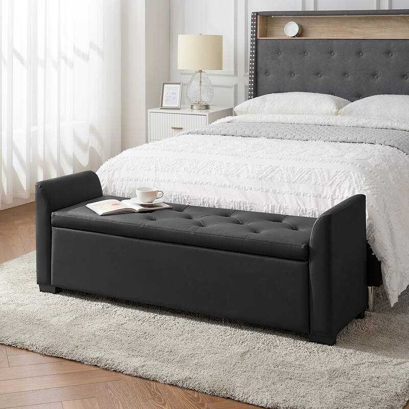 Laura Traditional 57.75"Wide Tufted Storage Bench by HULALA HOME