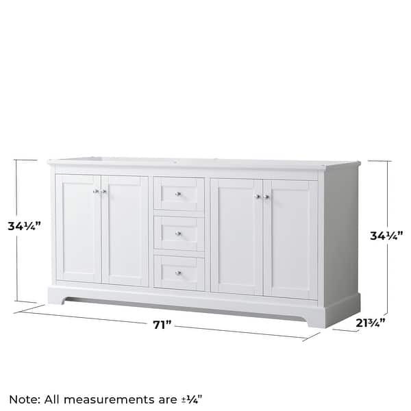 dimension image slide 2 of 3, Wyndham Collection Avery 72" Double Free Standing Vanity Cabinet -