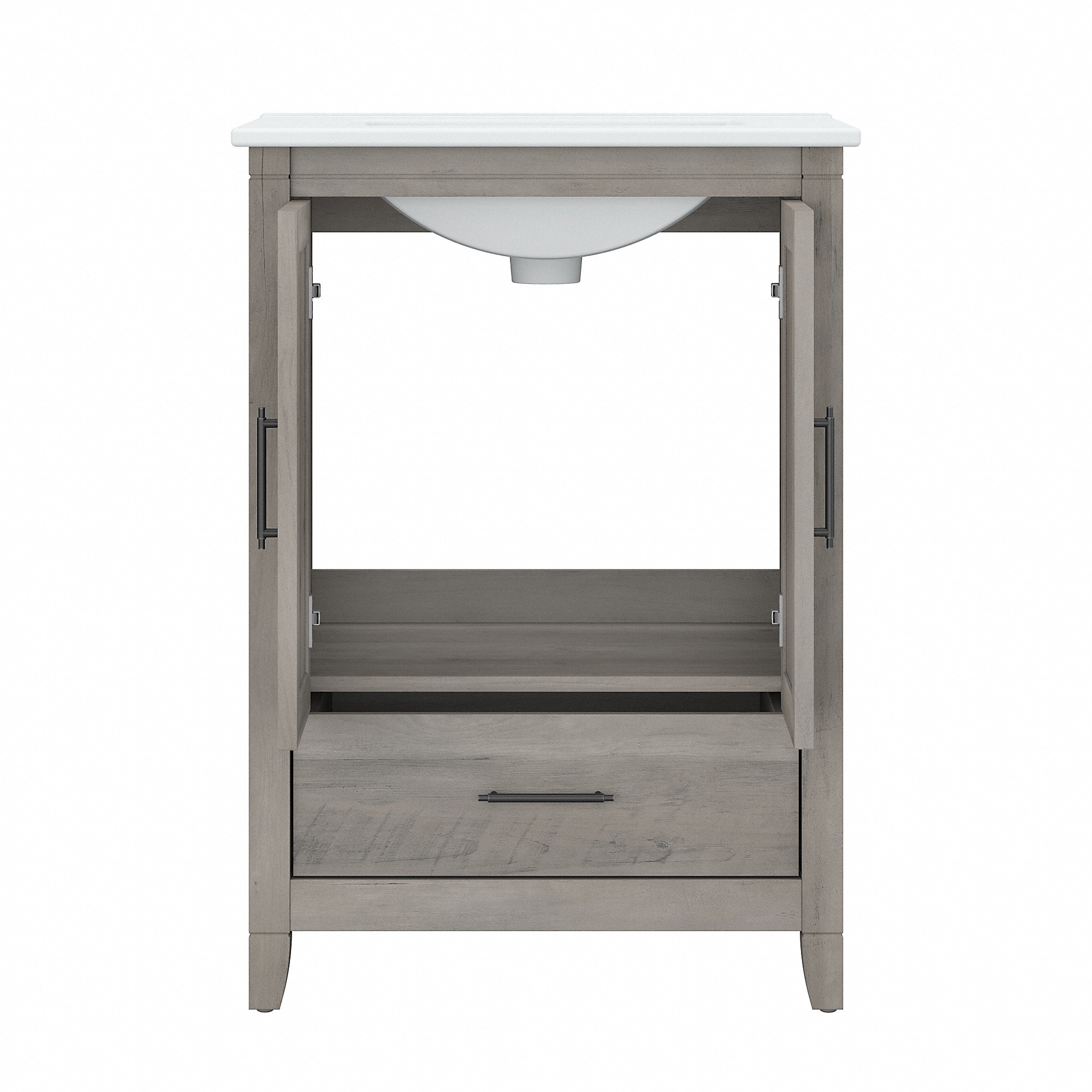 Bush Furniture Key West Tall Bathroom Storage Cabinet in Driftwood Gray