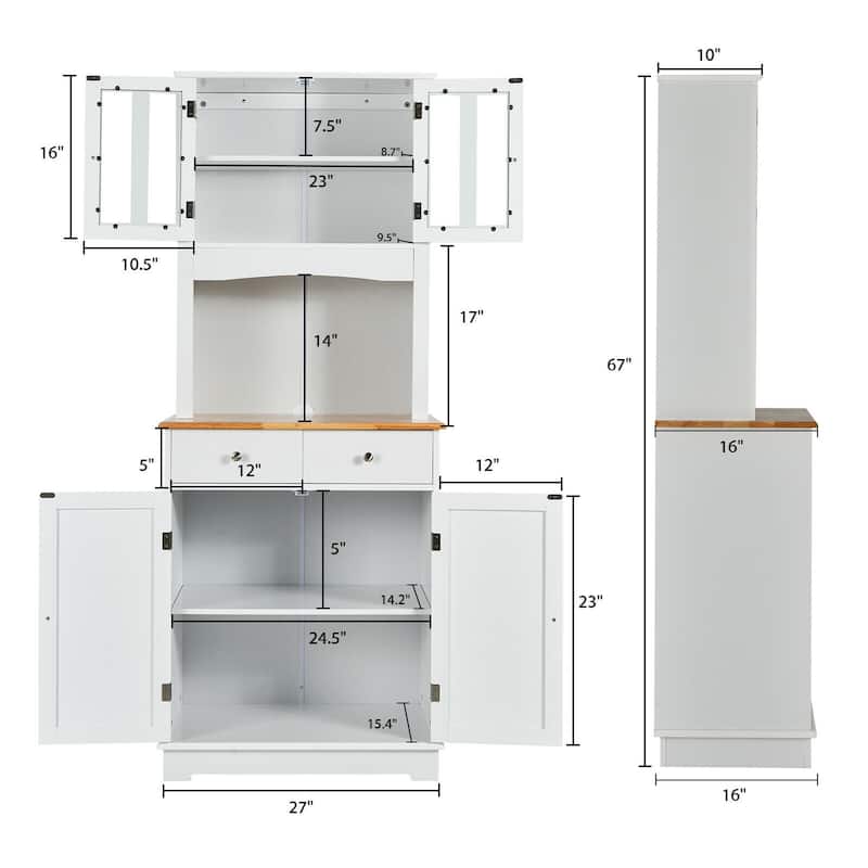 Gymax Buffet Hutch Kitchen Storage Cabinet w/ Microwave Stand Storage - See Details