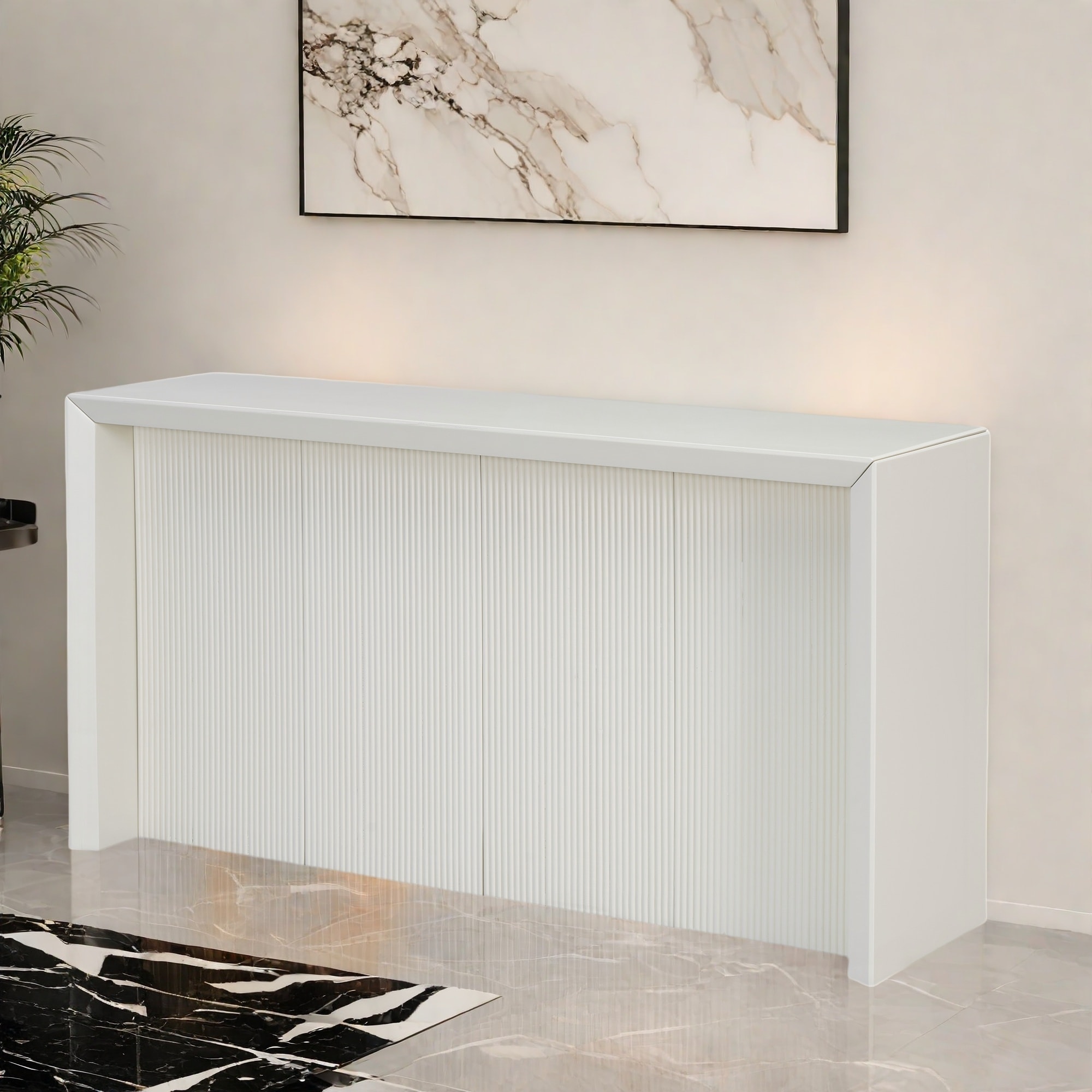 59.7" Acacia Wood Entryway Table with Minimalist Design and Wood Finish