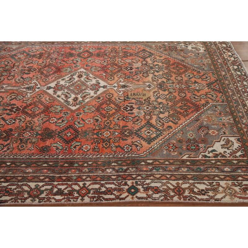 Hand Knotted Oriental 100% Wool Carpet Traditional Medallion Red Hamedan Area Rug - 9' 0'' X 5' 8''